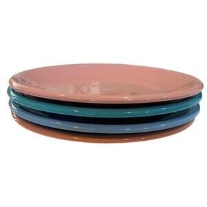 Gibson Housewares Pink Blue Green Ceramic Salad Plates 4 Pc  Vintage Pastels